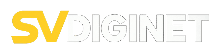 SVDIGINET logo – white official version with yellow SV and bold modern typography
